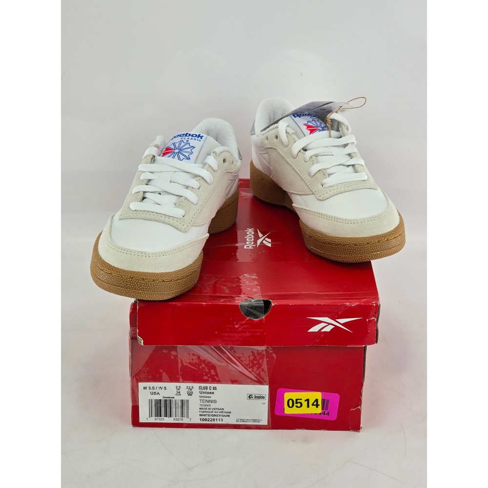 Reebok Club C 85 Unisex M 3.5 / W 5 White Grey Gum 100228113 - New